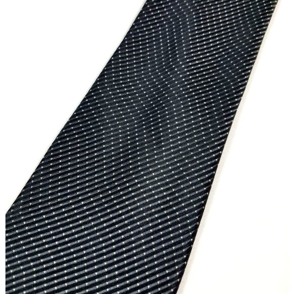 Kenneth Cole Reaction Mens Necktie Silk black micro check tie - Picture 1 of 6